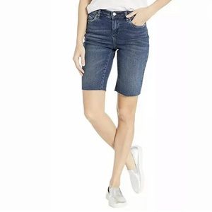 BlankNYC Denim Raw Hem Distressed Bermuda Shorts